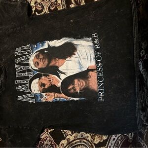 Black Graphic Tee with Aaliyah Print and 2pAc shirt